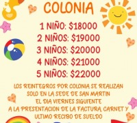 Reintegros por colonia temporada 23/24